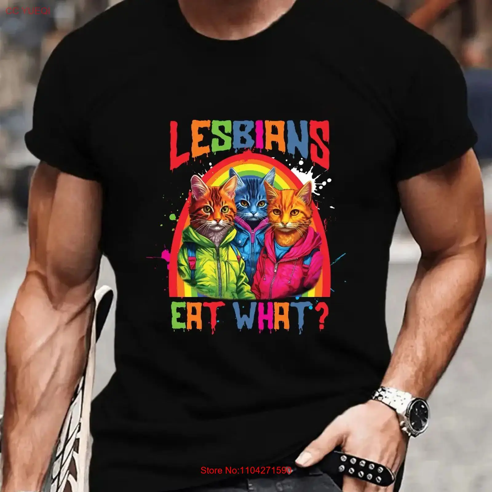 Vintage Queer Fashion - Kaos Lesbian Pelangi Motif Kucing Lucu
