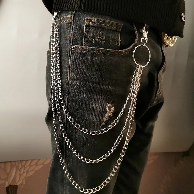 Vintage Fashion Outfit - Sabuk Rantai Logam Punk dengan Pengait,