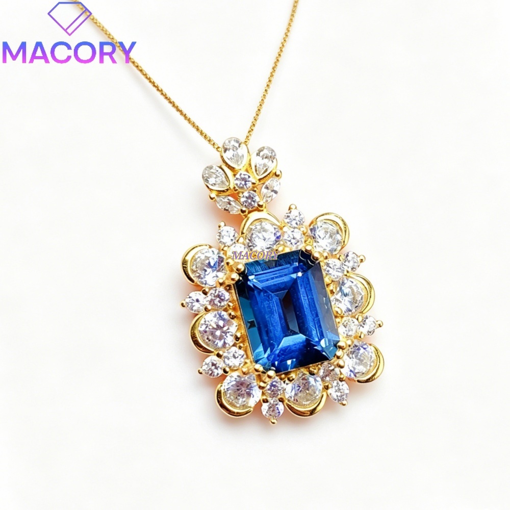Vintage Fashion London - Kalung Liontin Topaz Biru London Alami