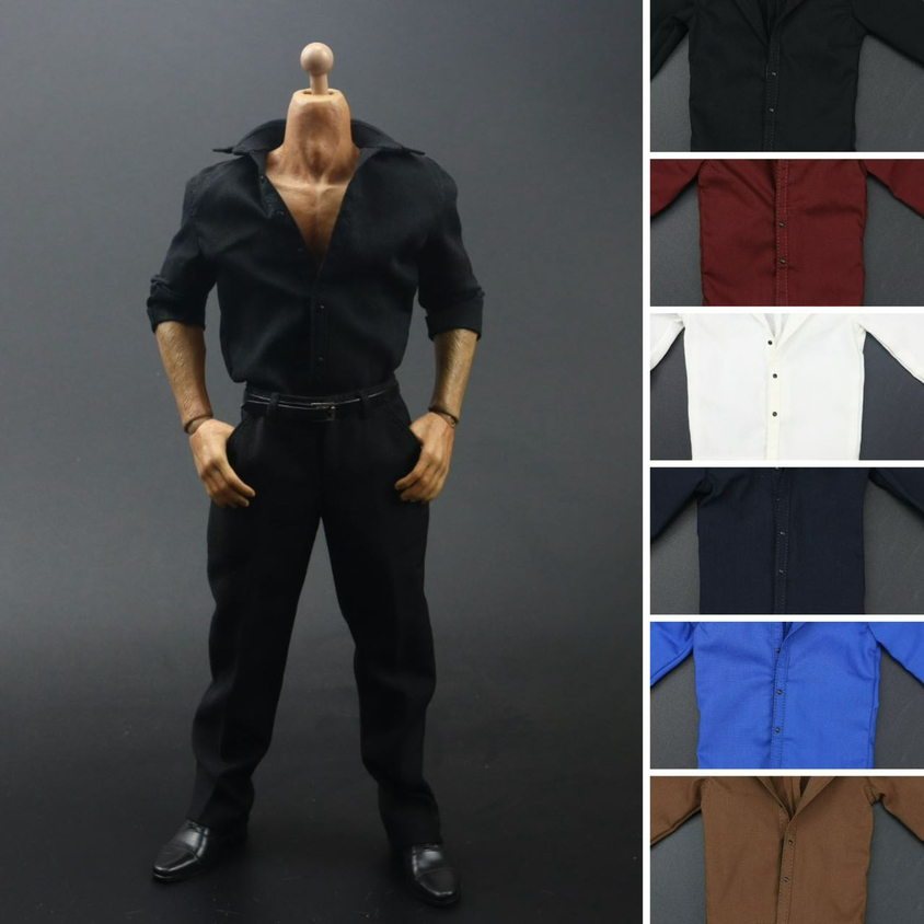 Vintage Fashion Dolls - Kemeja Warna Solid Tentara 1/6 Kemeja