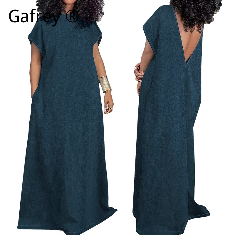 Gaun Maxi Denim Wanita Ukuran  - Vintage Fashion Outfit ulasan dan harga